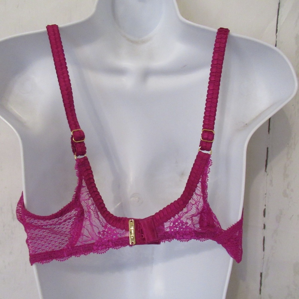 Chantelle Bra 36D Pink Lace Sheer Opera Demi Underwire Back Closure 1275 - Picture 2 of 7